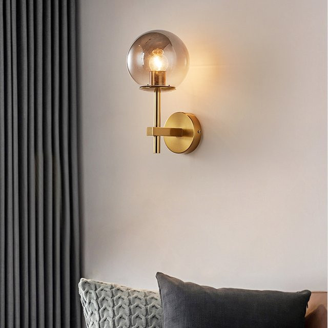 Lava Corki Moderne LED Wandleuchte mit Glaskugel in Transparent für Schlafzimmer, Badezimmer und Treppen - Bild 1