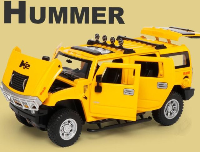 Linyi toy car Hummer H2, Modellauto, 1:24, Metall, Gelb, mit Licht und Sound - Bild 1