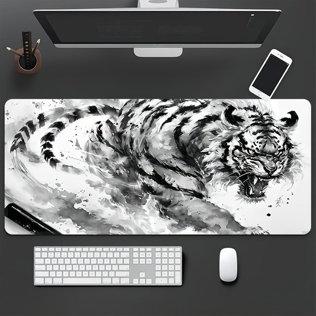 Ink Tiger Gaming-Mauspad in Multicolour, große wasserabweisende Schreibtischunterlage mit rutschfester Gummiunterseite für PC, Laptop und Büro - Bild 1