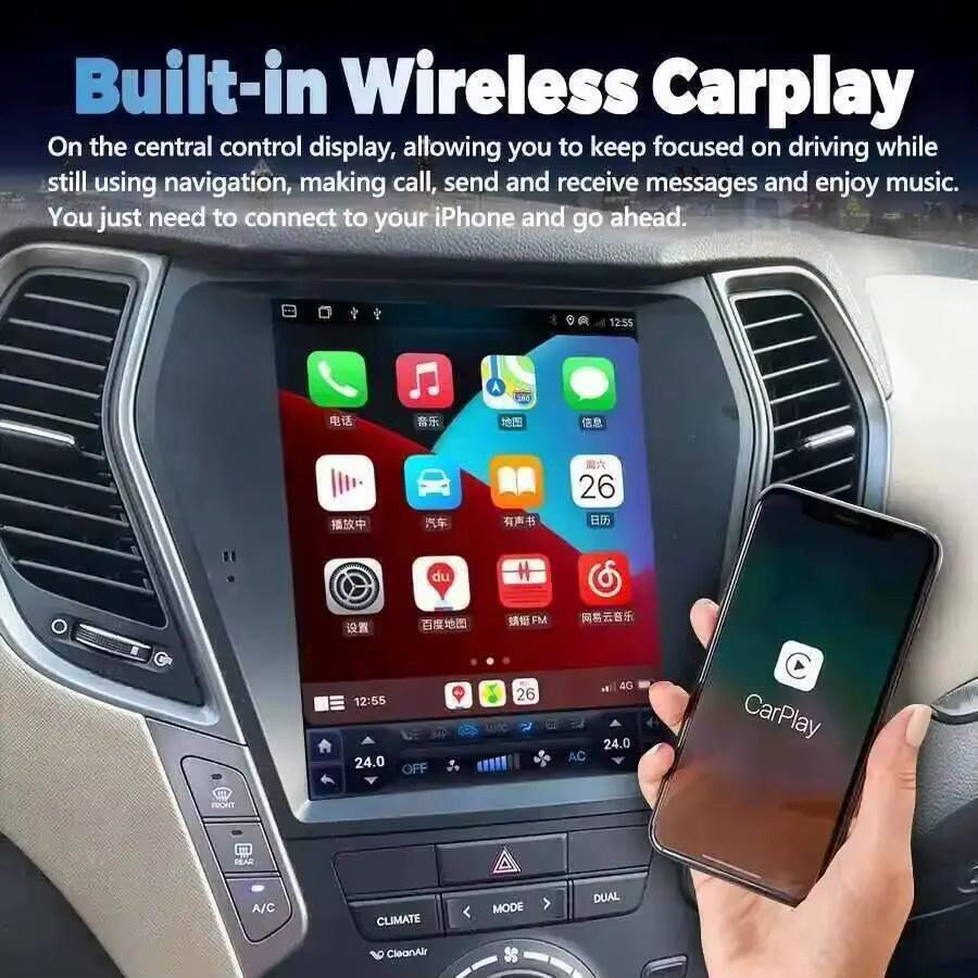 DSP Navirider Autoradio für Hyundai Santa Fe IX45 2012-2017 mit Android 15, Multimedia Video Player, Navi GPS und Carplay in Schwarz - Bild 2
