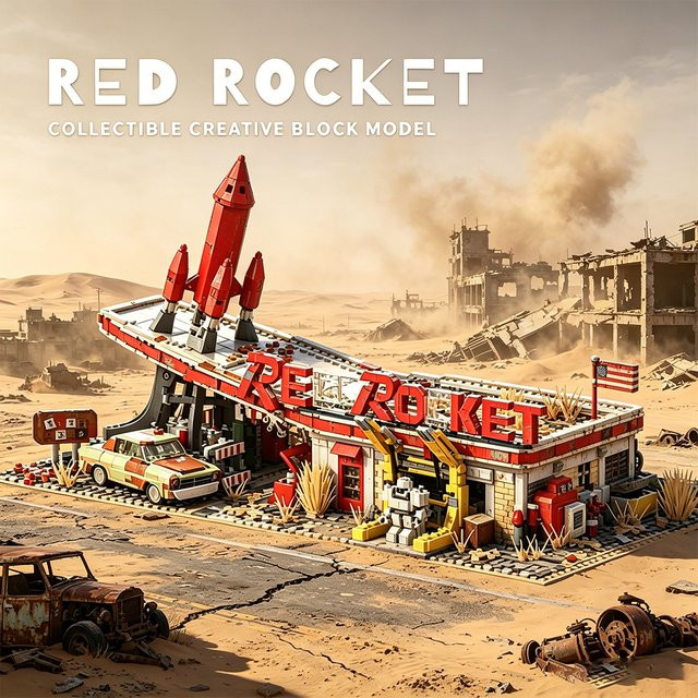 BALODY Rotes Raketen-Restaurant Reparaturstation, Baustein-Spielzeugset, 2447 Teile - Bild 1