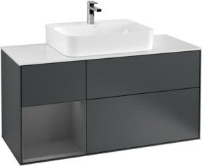 V&B Waschtischunterschrank Finion mit Wandbeleuchtung, Breite: 120 cm, Tiefe: 50,1 cm, Höhe: 50,1 cm, matt blau lackiert - Bild 1