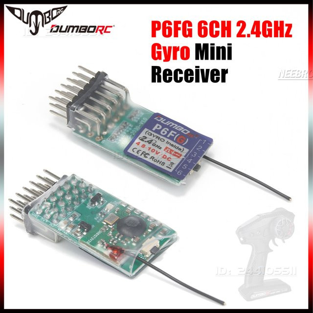 DUMBORC P6FG Mini Gyro 6CH 2,4G Empfänger für DDF-350 X6 X4 Sender Steuerungssystem für RC Auto, Boot und Tank - Bild 1