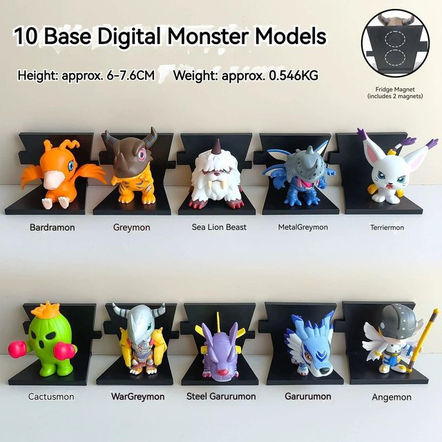 Digimon Kühlschrankmagnete Agumon Tailmon, 10-teiliges Set, Kunststoff - Bild 1