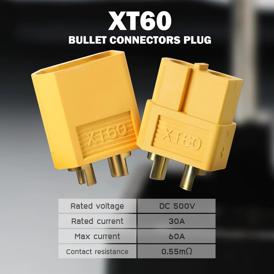 AOKIN XT60 Batterieanschluss Set mit 10 Paar Rundsteckern in Gelb für RC LiPo Batterien, FPV, Flugzeuge und Quadcopter - Bild 3