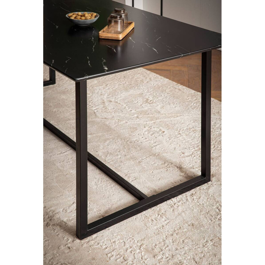 Moderner Esstisch in Marmoroptik Schwarz aus MDF und Eisen, B/T/H: 180 x 90 x 76 cm - Bild 2