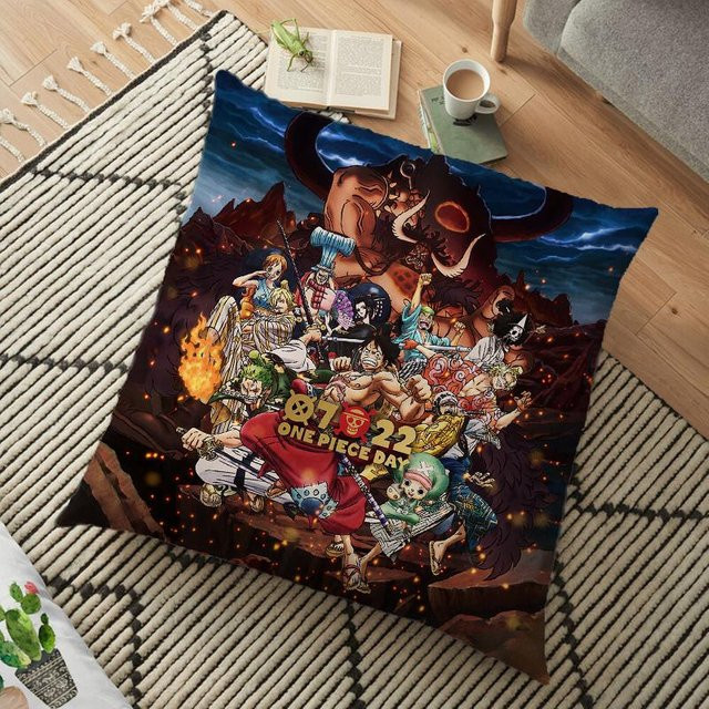 Anime One Piece Kissenbezug mit Luffy, Zoro und Sanji Motiv in Multicolour, B/B/B: 45 x 45 x 0 cm - Bild 1
