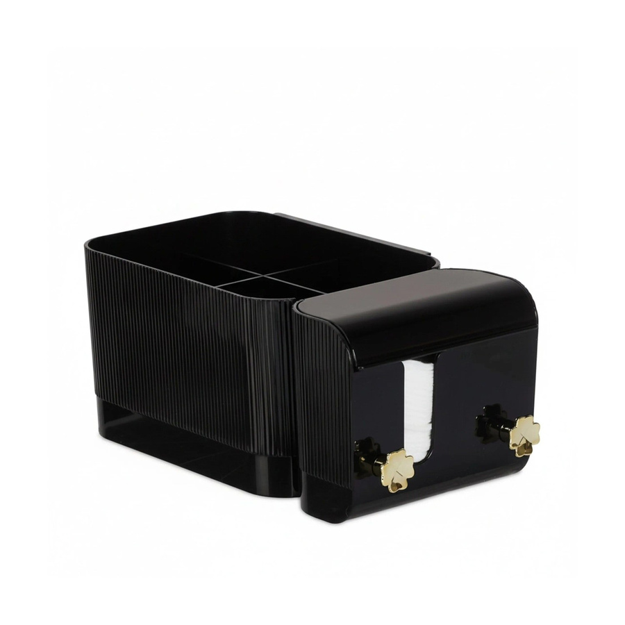 Relaxdays Kosmetik Organizer aus Kunststoff in Schwarz und Gold, B/T/H: 24 x 10 x 12,5 cm - Bild 2