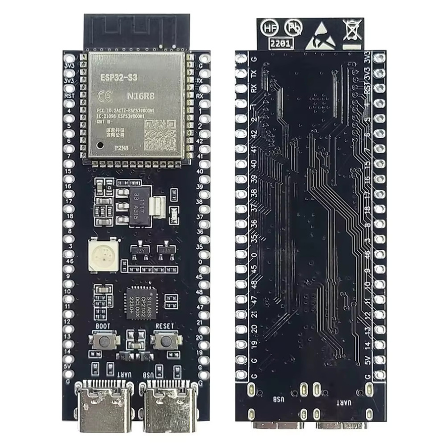 ESP32-S3-DevKitC-1 Entwicklungsboard mit 16MB Flash, 8MB PSRAM, Bluetooth 2.4G und WLAN, N16R8 Modul mit USB-C Anschluss, Schwarz - Bild 3