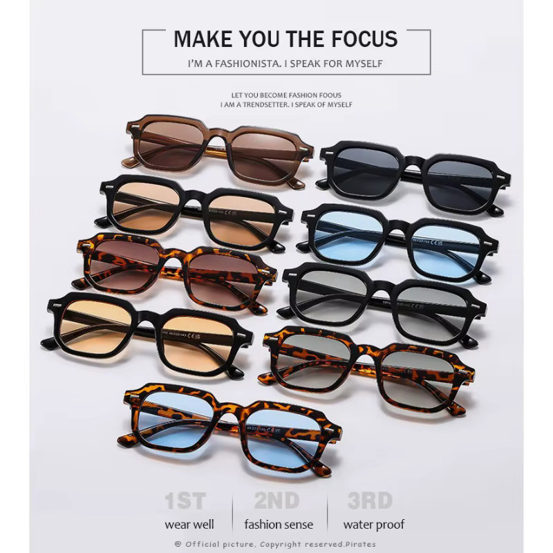 Samjune Sechseckige Sonnenbrille, Vollrand, Unisex, blau - Bild 1