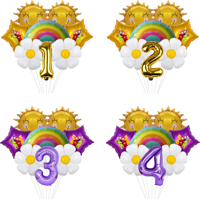 Teletubbies Garten Geburtstag Ballon-Set von Bandai mit bunten Folien- und Latexballons für Kinder Outdoor-Partys - Bild 1
