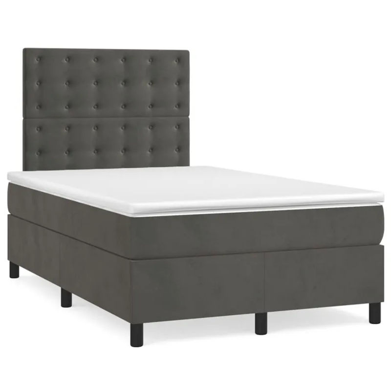 Vidaxl Kontinentalbett mit Matratze in Anthrazit, modernes Boxspringbett aus Samt, B/T/H: 120 x 200 cm - Bild 3