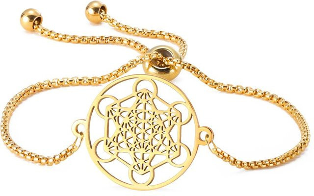 Armband Edelstahl, Erzengel Metatron Würfel Charms, Blau Rot Schwarz, 17-22cm, Unisex - Bild 1