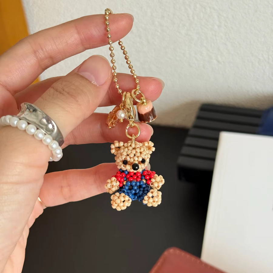 Schlüsselanhänger Teddybär, Bunte Perlen, Kinder - Bild 1