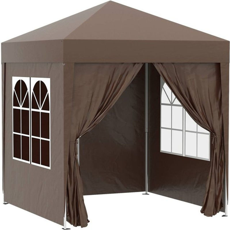 Outsunny Faltpavillon mit 4 Seitenwänden und Fenstern, UV-Schutz, Gartenzelt aus Stahl und Oxford-Gewebe, Weiß, B x T: 2 x 2 m - Bild 3