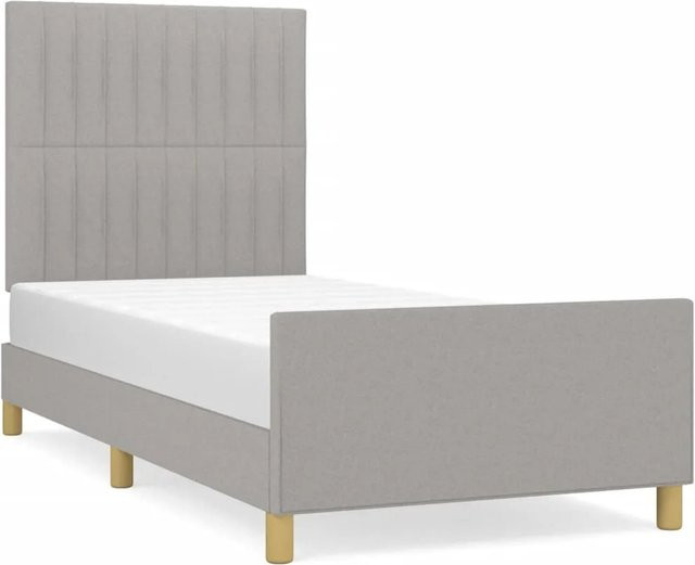 vidaXL Bettgestell mit Kopfteil in Hellgrau aus Stoff, modernes Polsterbett für das Schlafzimmer, B/T/H: 80 x 200 x 83 cm - Bild 1