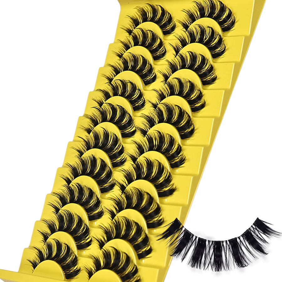 Künstliche Wimpern, 10 Paar, dick, dramatisch, transparentes Band, wiederverwendbar - Bild 3