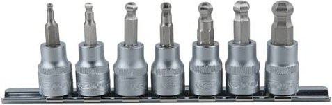 KS Tools 3/8" Bit-Stecknuss-Satz Innensechskant mit Kugelkopf, 7-teilig, Chrome Vanadium, Silber - Bild 1