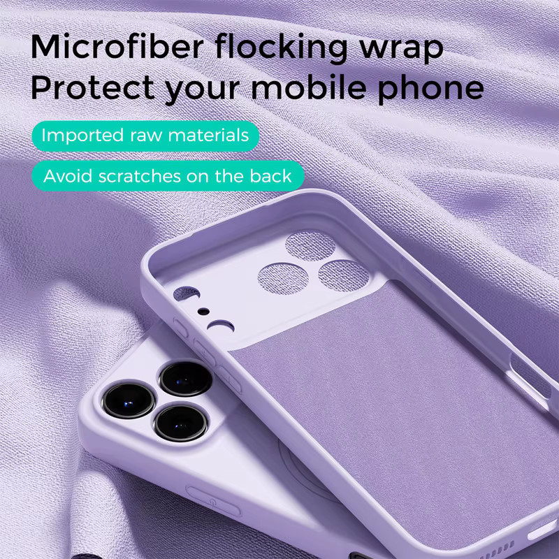Magnetische weiche Flüssigsilikon-Handyhülle für iPhone 16, 15, 14, 13 Pro Max mit Anti-Drop-Schutz und kabellosem Laden in Pink und Purple - Bild 1