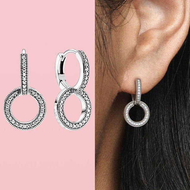YIRAN Jewelry Doppel-Creolen, 925 Silber, Zirkonia, Damen - Bild 1