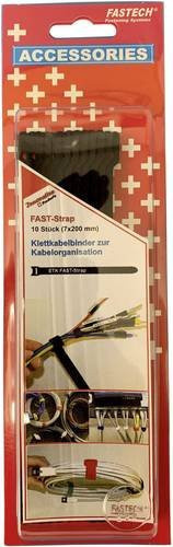 FASTECH 801-330C Klettkabelbinder zum Bündeln in Schwarz, Länge: 200 mm, Breite: 7 mm, 10 Stück - Bild 1