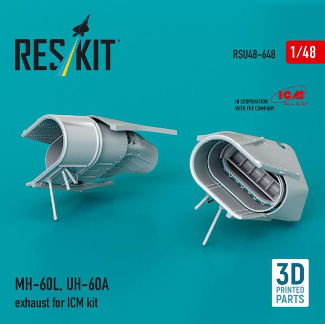 ICM MH-60L, UH-60A - Exhaust, 3D Printed - Bild 1