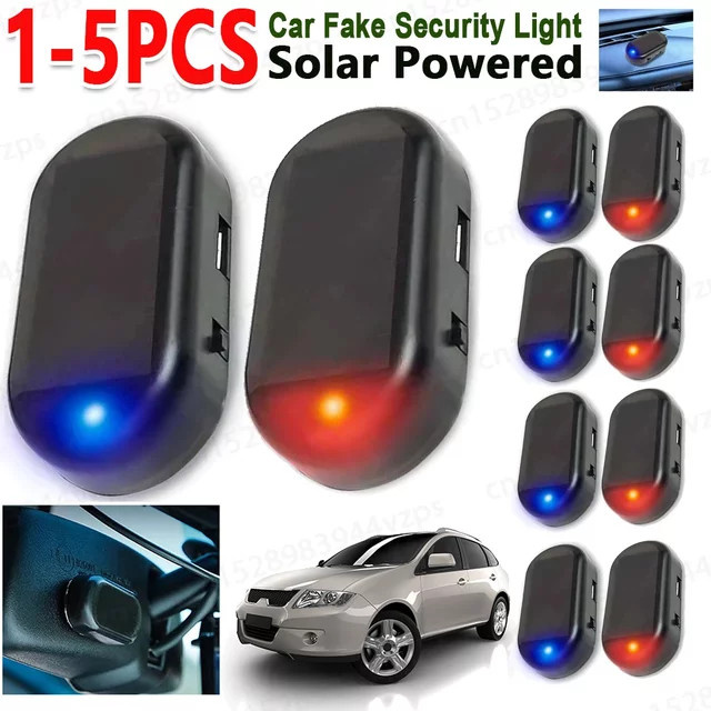 VAKIND Solarbetriebener Auto Dummy Alarm mit blinkendem Licht in Blau oder Rot zur Diebstahlsicherung - Bild 1