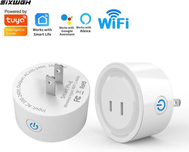 Tuya Smart WLAN Steckdose mit US-Flachstecker in Weiß, kompatibel mit Smart Life App, Alexa und Google Home zur Sprachsteuerung - Bild 1