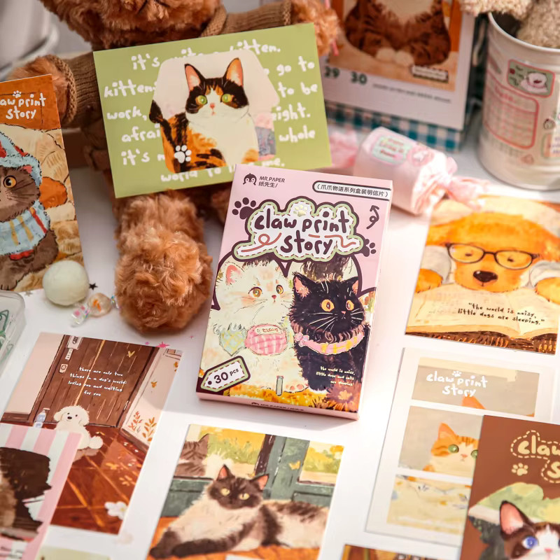 30 Blatt Kawaii Ins Postkarten mit süßen Haustier-Motiven als DIY Scrapbook-Material in Multicolour - Bild 2
