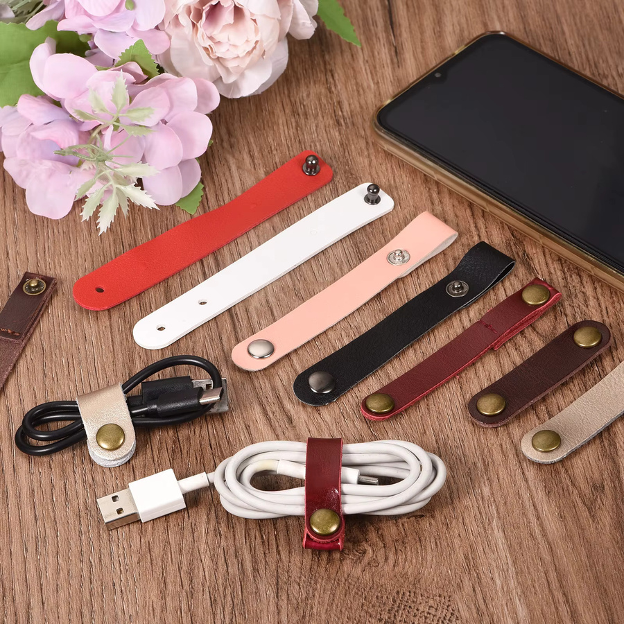 UXCELL Leder-Kabelbinder Set für Kabel-Management in Schwarz und Rot, Maße: 63 x 16 mm - Bild 3