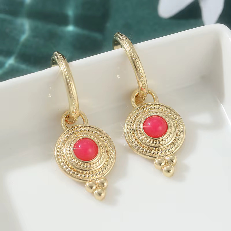 YoYo Ohrringe, Gold, Rubin, Damen, Vintage - Bild 2