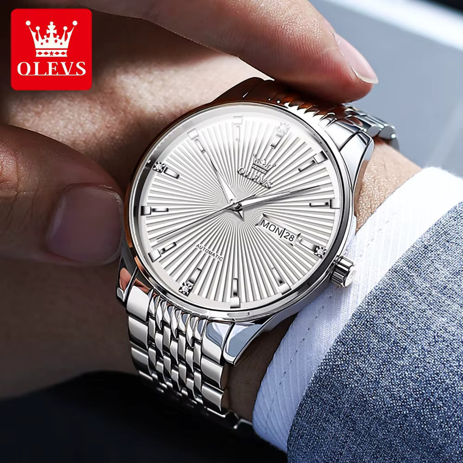 OLEVS Armbanduhr Automatik, Edelstahl, Silber, Herren - Bild 3
