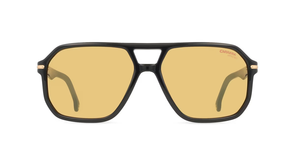 Carrera 302/S Sonnenbrille Pilot, Vollrand, Kunststoff, Herren, Schwarz, Gelb - Bild 1