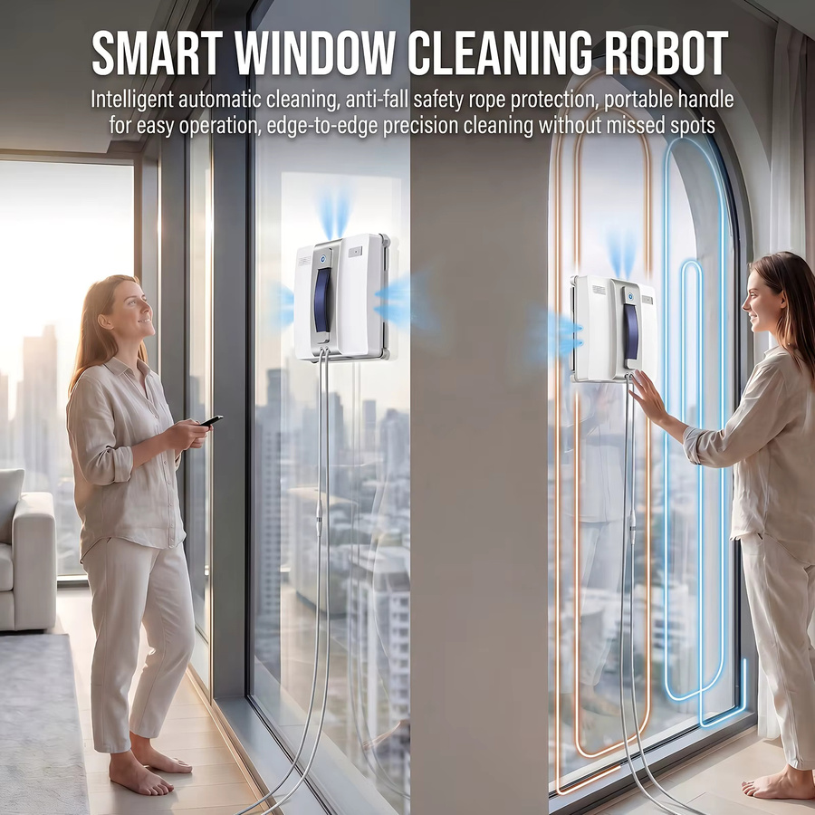 Lubluelu W200 Roboter-Fensterreiniger in Weiß mit 9kPa Saugkraft, Ultraschallreinigung und intelligenter Wegplanung - Bild 2
