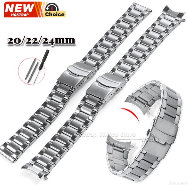 HQstrap Uhrenarmband Edelstahl, silber, Unisex, 20 mm, 22 mm, 24 mm - Bild 1