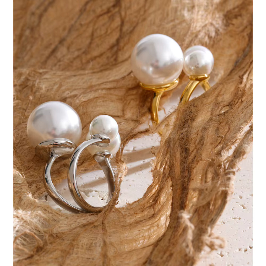 Yhpup Ring, Edelstahl, Perlen, Damen, Größe 6,5 - Bild 2