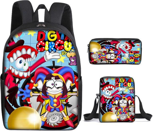 3-teiliges Schulrucksack-Set für Schüler aus Oxford-Stoff mit Federmäppchen und Schultergurt, Mehrfarbig - Bild 1