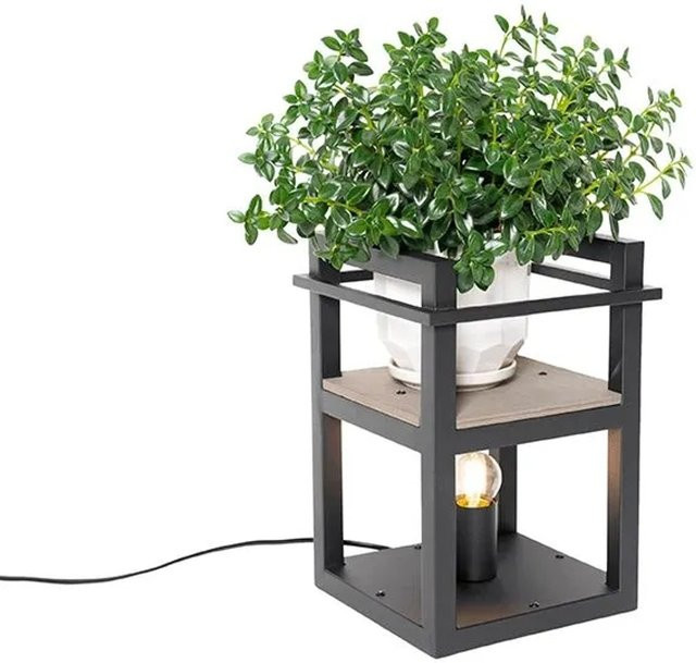 QAZQA Industrielle Tischlampe in Schwarz mit Holz-Cage-Rack und E27 Fassung - Bild 1