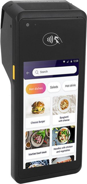 Handheld POS Belegdrucker mit 5-Zoll-Bildschirm, 4G, Wifi, Bluetooth und NFC, Thermodrucker für 1D 2D QR Codes, Schwarz - Bild 1