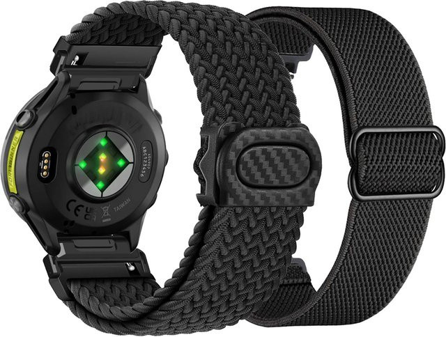 2er-Set elastische Nylonarmbänder von DAINU für Garmin Forerunner 970 965 955 945 935 745 Unisex Schwarz - Bild 1