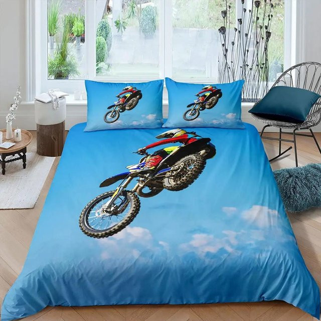3D Motorrad Bettwäscheset von Your Warm Home mit Grafikdesign, 3-teilig, B/H: 180 x 210 cm, inklusive Kissen 50 x 70 cm - Bild 1