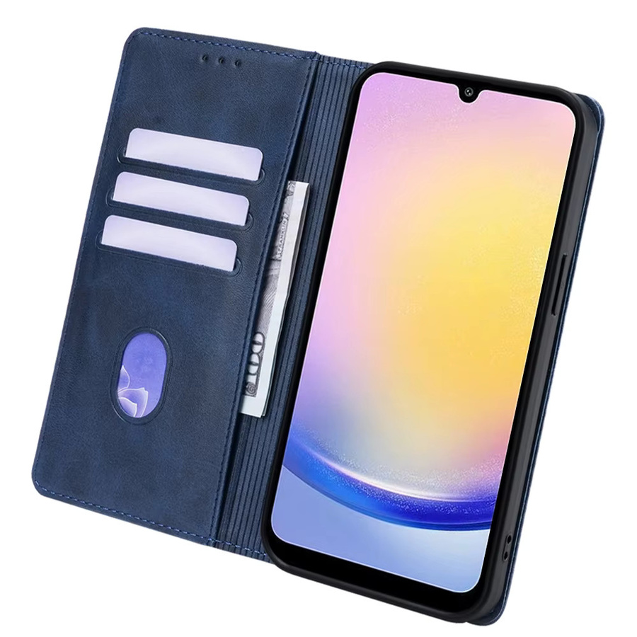 Business Leder Handyhülle für Samsung Galaxy A55 A35 A15 A25 A54 A34 A24 A14 A73 A53 Flip Cover mit Magnetverschluss und Standfunktion in Braun oder Blau - Bild 2
