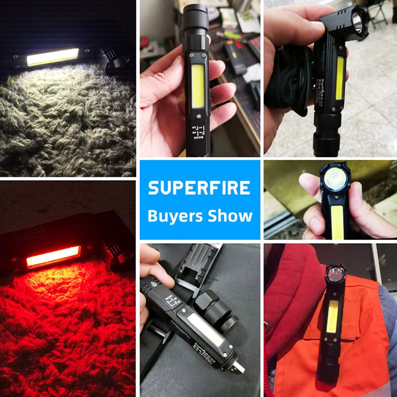 SUPERFIRE G19 LED-Kopf-Taschenlampe mit COB-Arbeitsleuchte und Magnetfunktion, wiederaufladbar, Schwarz - Bild 2