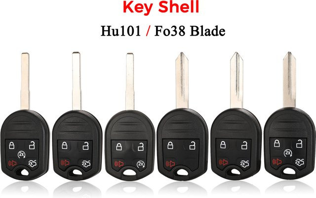 Jingyuqin Ersatzgehäuse für Ford Edge Explorer Ranger Windstar Expedition Mustang Auto Remote Key Shell in Schwarz mit 3/4/5 Tasten und fo38 hu101 Klinge - Bild 1