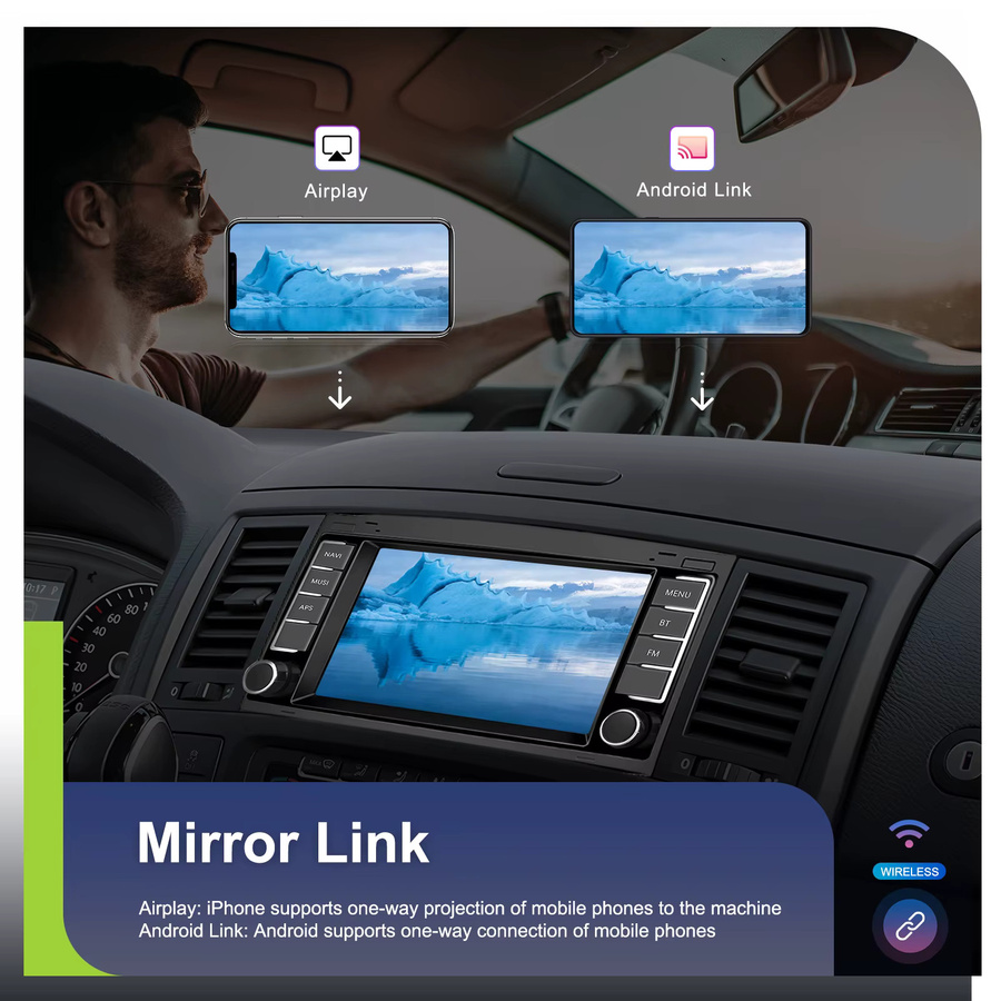 Camecho Drahtloses Carplay und Android Auto Radio für VW Volkswagen Touareg 2004-2011, Multimedia Player mit 4 GB RAM + 64 GB Speicher, WIFI und GPS, Schwarz - Bild 3