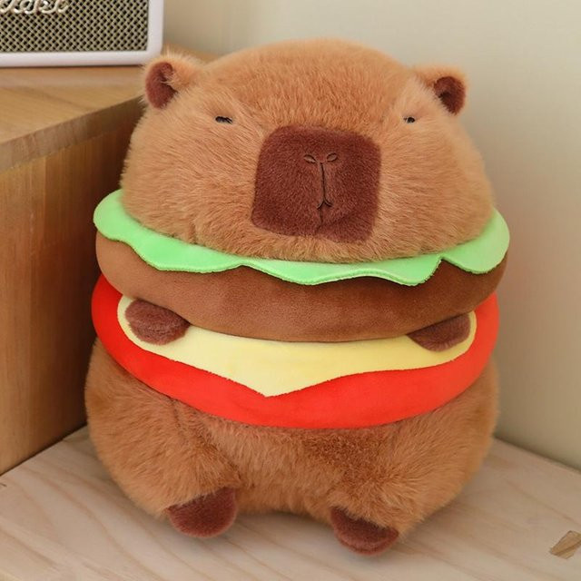 Linyi toy Capybara Plüschtier, Stoff-Hamburger-Chips Cosplay, 20cm - Bild 1