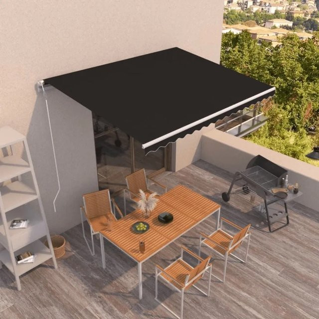 Automatisches Markisen-Set von furnicato in Anthrazit mit Aluminiumgestell und Polyesterstoff, B: 400 cm, H: 350 cm - Bild 1