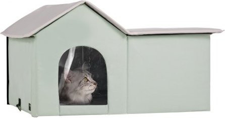 VEVOR Beheizbare Katzenhütte aus 600D Oxford-Gewebe mit beheizbarem Kissen, Grünes Katzenhaus für den Winter, B/T/H: 67 x 56 x 41 cm - Bild 1