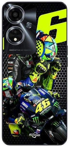 MANIACASE Schutzhülle für Oppo A59 5G mit Valentino Rossi MotoGP Logo in Schwarz - Bild 1