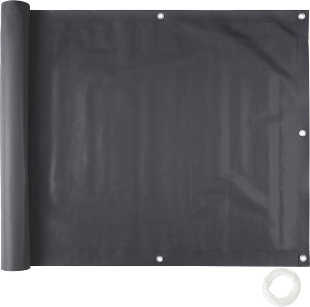 tectake Balkonbespannung Schwarz, blickdicht und witterungsbeständig, B/H: 600 x 90 cm - Bild 1